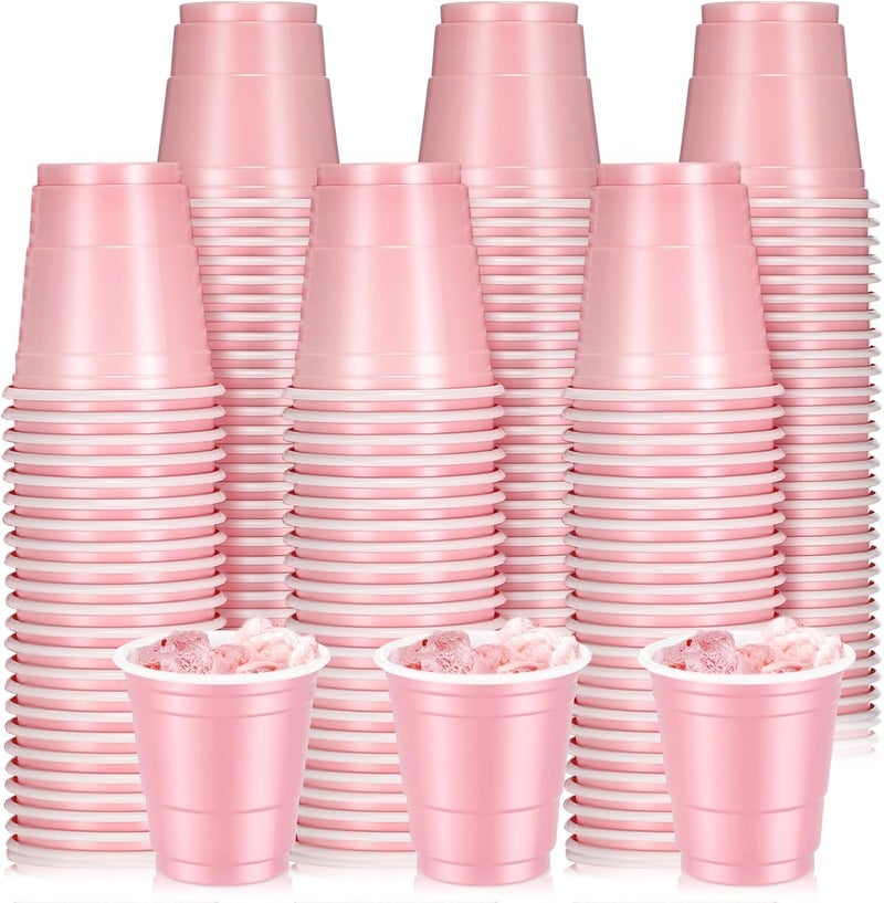 Layhit 200 Pack 2oz Shot Cups Plastic Shot Glasses Mini Disposable Cups for Valentines Day Wedding Birthday Party Supplies Beer Drinking Serving Snacks Samples Tastings(Light Pink) - Image 1
